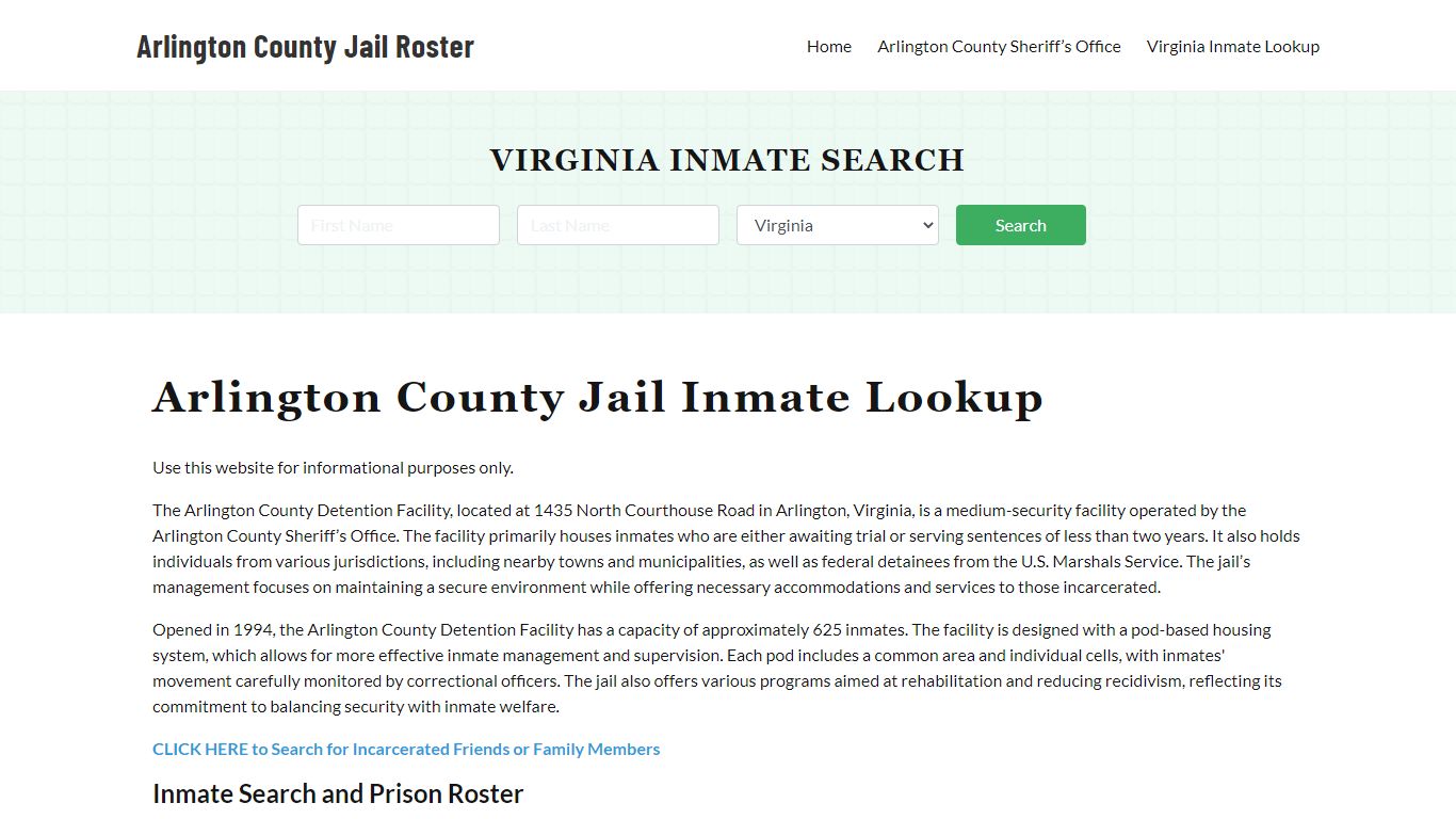 Arlington County Jail Roster Lookup, VA, Inmate Search