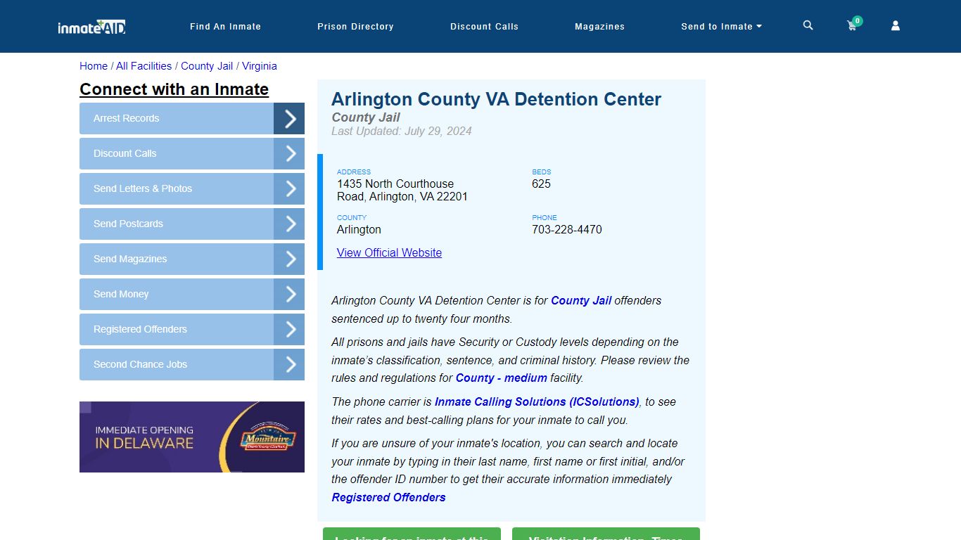 Arlington County VA Detention Center - Inmate Locator